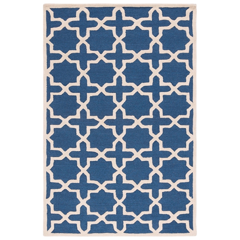 Safavieh Cambridge 2' X 3' Wool Hand Tufted Rug in Navy / Ivory