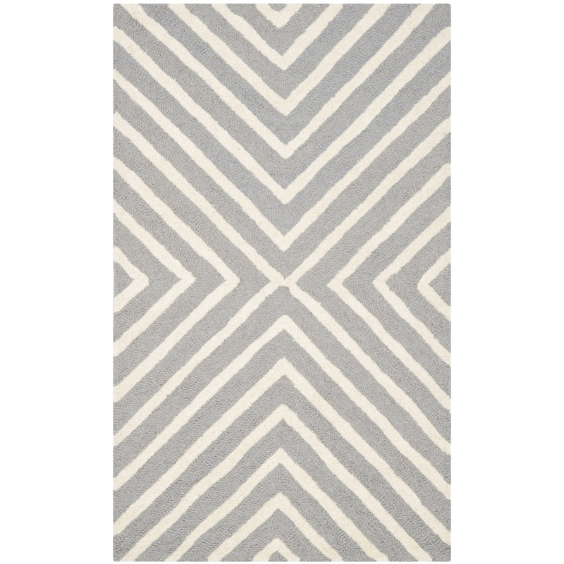 Safavieh Cambridge 5' X 7' Hand Tufted Wool Rug in Silver and Ivory