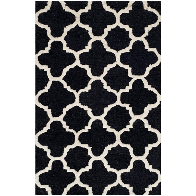 Safavieh Cambridge 2' X 3' Hand Tufted Wool Rug in Black and Ivory