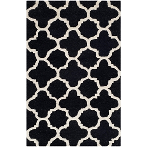 Safavieh Cambridge 2' X 3' Hand Tufted Wool Rug in Black and Ivory