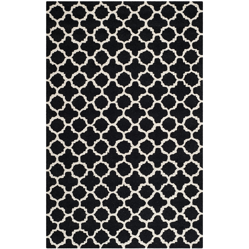 Safavieh Cambridge 6' X 9' Hand Tufted Wool Rug in Black and Ivory