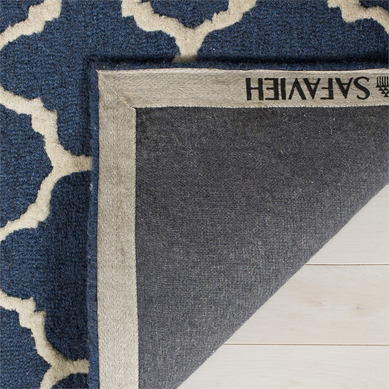 Safavieh Cambridge 9' X 12' Hand Tufted Wool Rug in Navy and Ivory