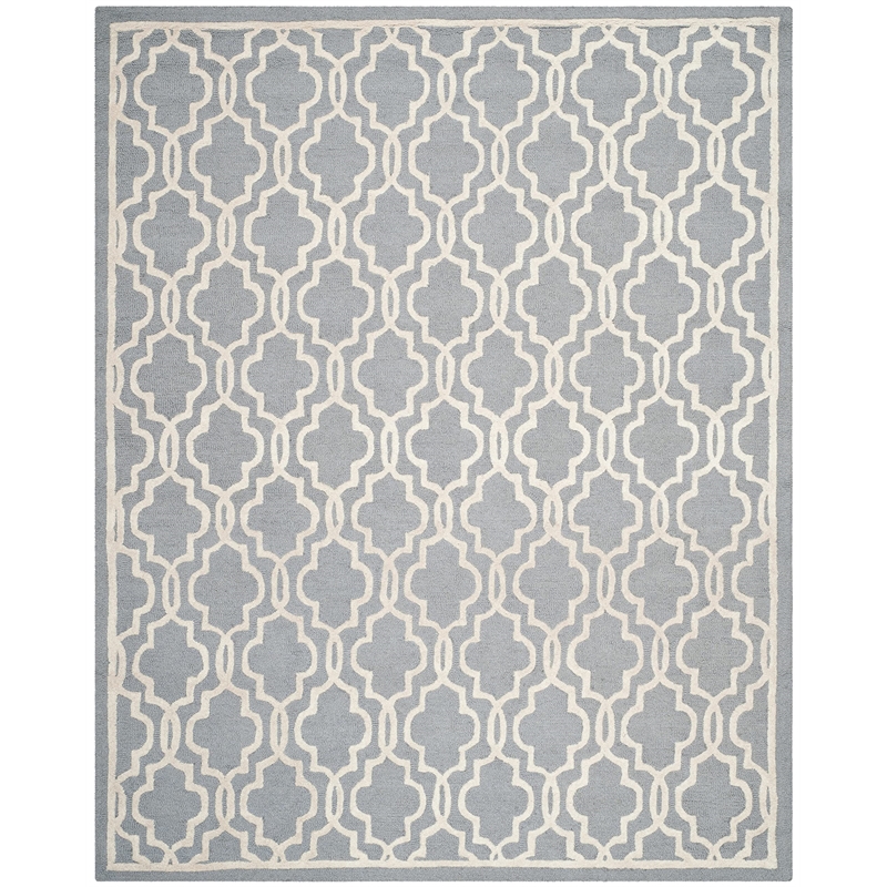Safavieh Cambridge 8' X 10' Wool Hand Tufted Rug in Silver / Ivory