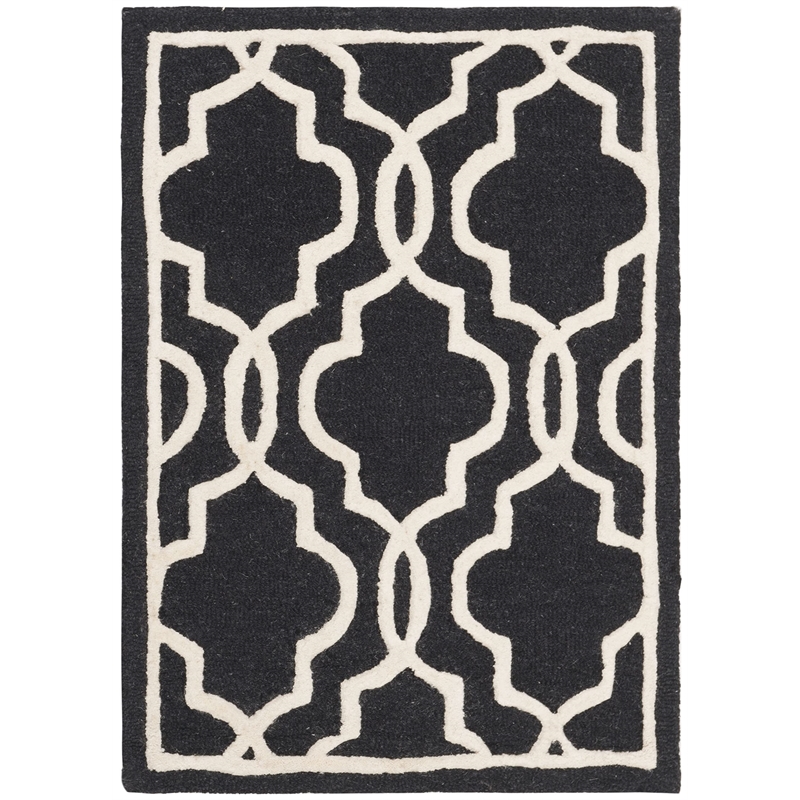 Safavieh Cambridge 2' X 3' Hand Tufted Wool Rug in Black and Ivory