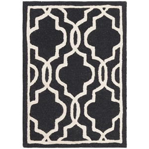 Safavieh Cambridge 2' X 3' Hand Tufted Wool Rug in Black and Ivory