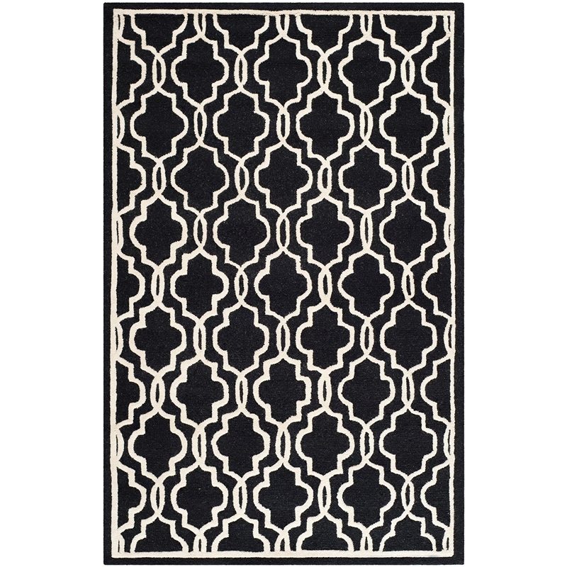 Safavieh Cambridge 4' X 6' Hand Tufted Wool Rug in Black and Ivory