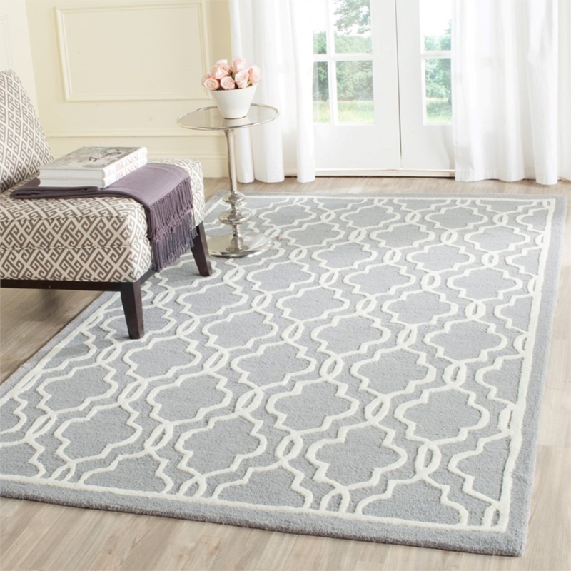 Safavieh Cambridge 9' X 12' Hand Tufted Wool Rug in Black and Ivory