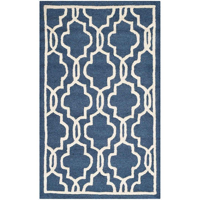 Safavieh Cambridge 3' X 5' Hand Tufted Wool Rug in Navy and Ivory