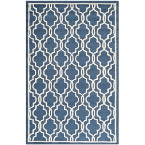 Safavieh Cambridge 6' X 9' Hand Tufted Wool Rug in Navy and Ivory