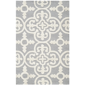 Safavieh Cambridge 2' X 3' Hand Tufted Wool Rug in Silver and Ivory