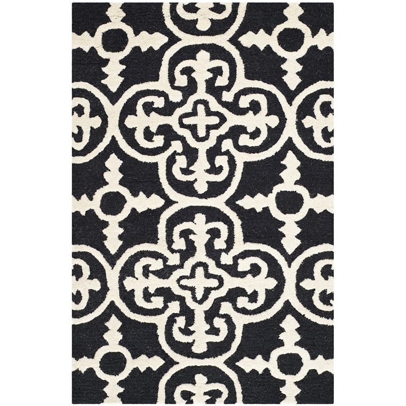 Safavieh Cambridge 2' X 3' Hand Tufted Wool Rug in Black and Ivory
