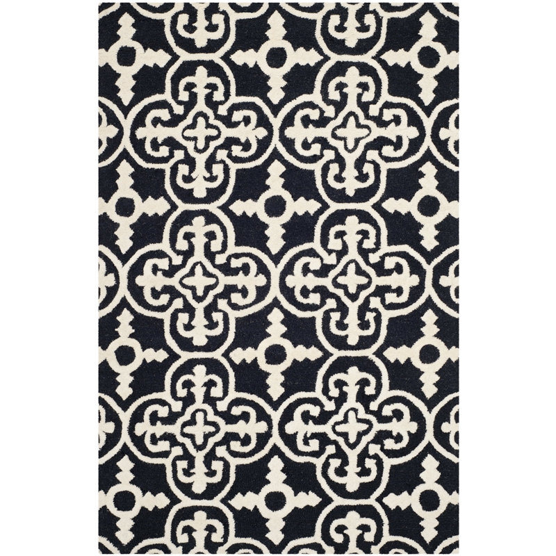 Safavieh Cambridge 3' X 5' Hand Tufted Wool Rug in Black and Ivory