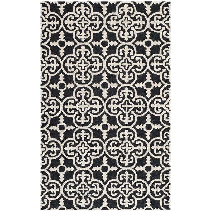 Safavieh Cambridge 5' X 8' Hand Tufted Wool Rug in Black and Ivory
