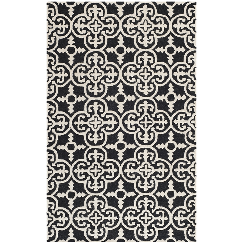 Safavieh Cambridge 6' X 9' Hand Tufted Wool Rug in Black and Ivory