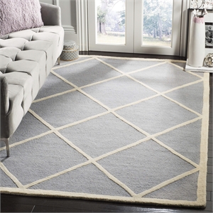Safavieh Cambridge 4' X 6' Hand Tufted Wool Rug in Silver and Ivory