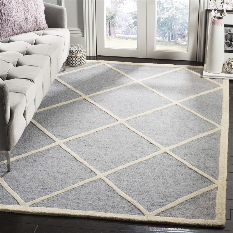 Safavieh Cambridge 8' X 10' Hand Tufted Wool Rug in Silver and Ivory