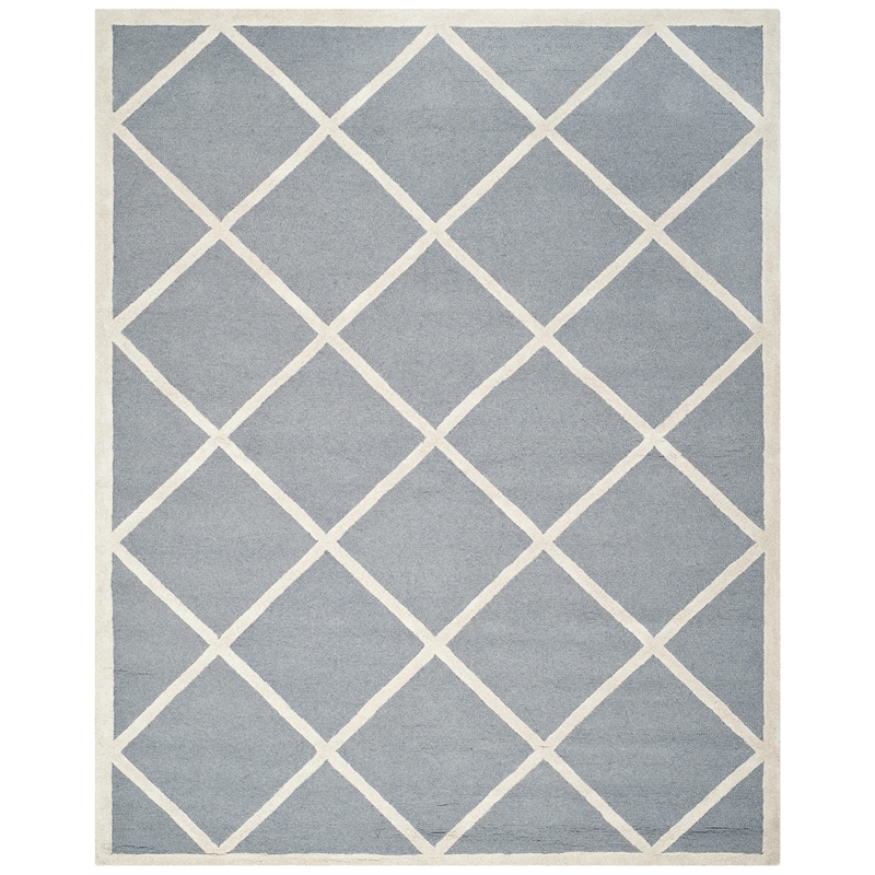 Safavieh Cambridge 8' X 10' Hand Tufted Wool Rug in Silver and Ivory