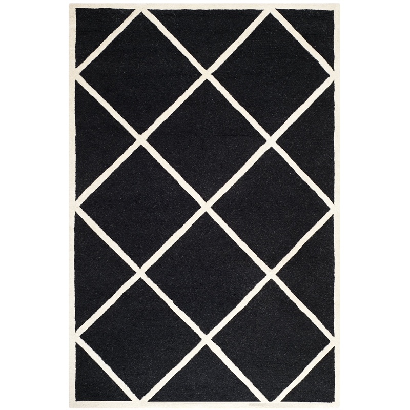 Safavieh Cambridge 6' X 9' Hand Tufted Wool Rug in Black and Ivory