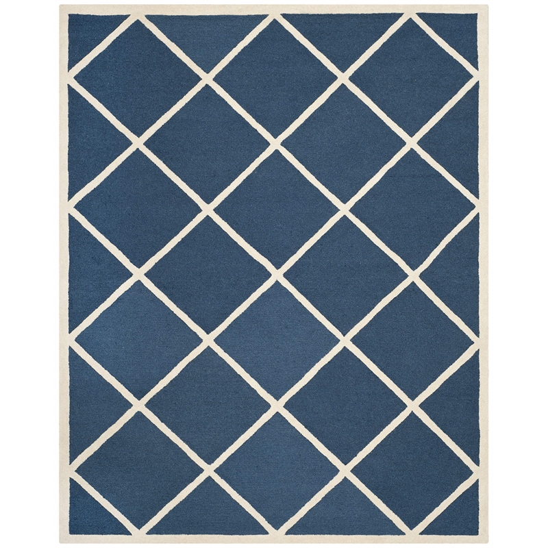 Safavieh Cambridge 6' X 9' Hand Tufted Wool Rug in Navy and Ivory