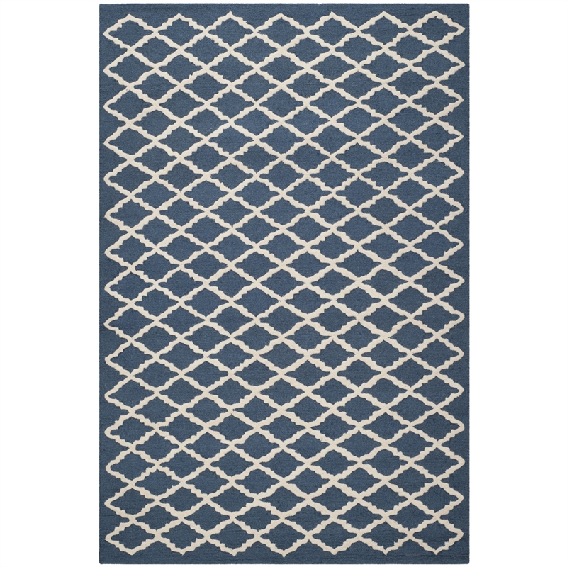 Safavieh Cambridge 6' X 9' Hand Tufted Wool Rug in Navy and Ivory
