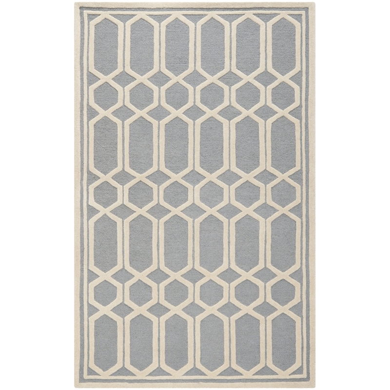 Safavieh Cambridge 4' X 6' Hand Tufted Wool Rug in Silver and Ivory