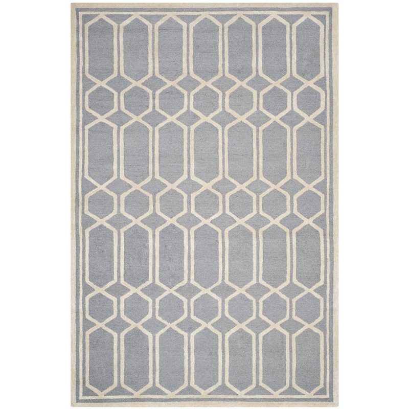 Safavieh Cambridge 8' X 10' Hand Tufted Wool Rug in Silver and Ivory