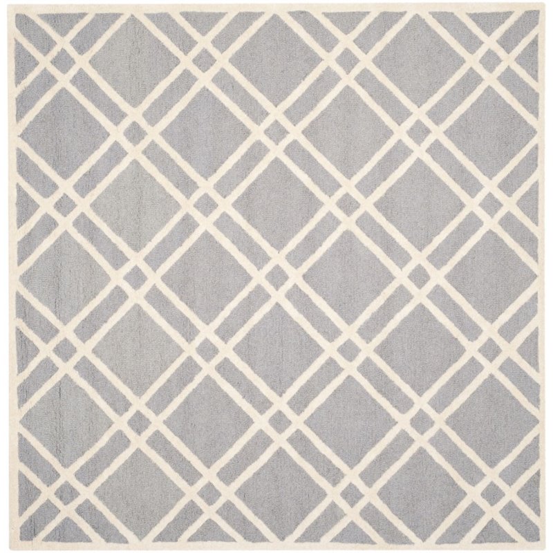 Safavieh Cambridge 6' X 9' Hand Tufted Wool Rug in Silver and Ivory