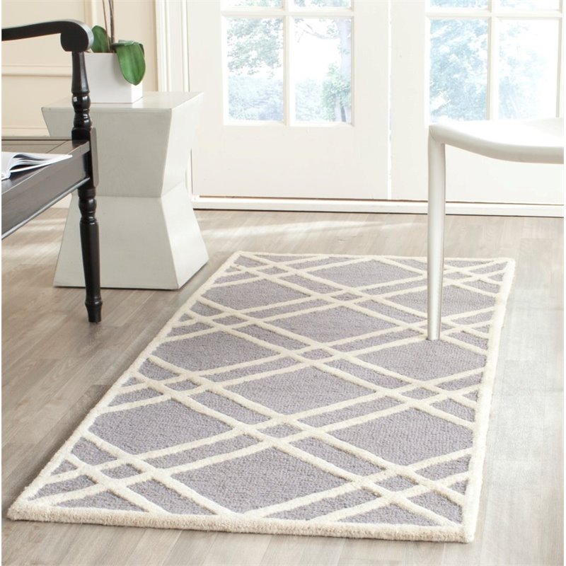 Safavieh Cambridge 8' X 10' Hand Tufted Wool Rug in Silver and Ivory