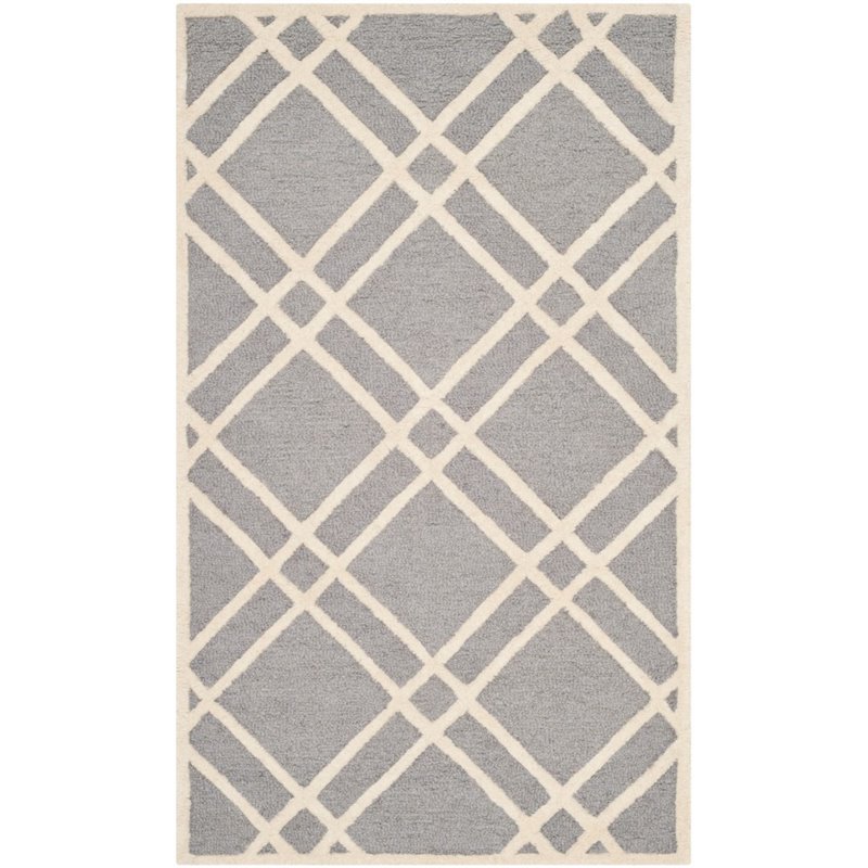 Safavieh Cambridge 8' X 10' Hand Tufted Wool Rug in Silver and Ivory