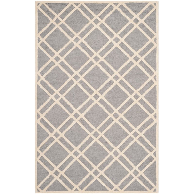 Safavieh Cambridge 8' X 10' Hand Tufted Wool Rug in Silver and Ivory