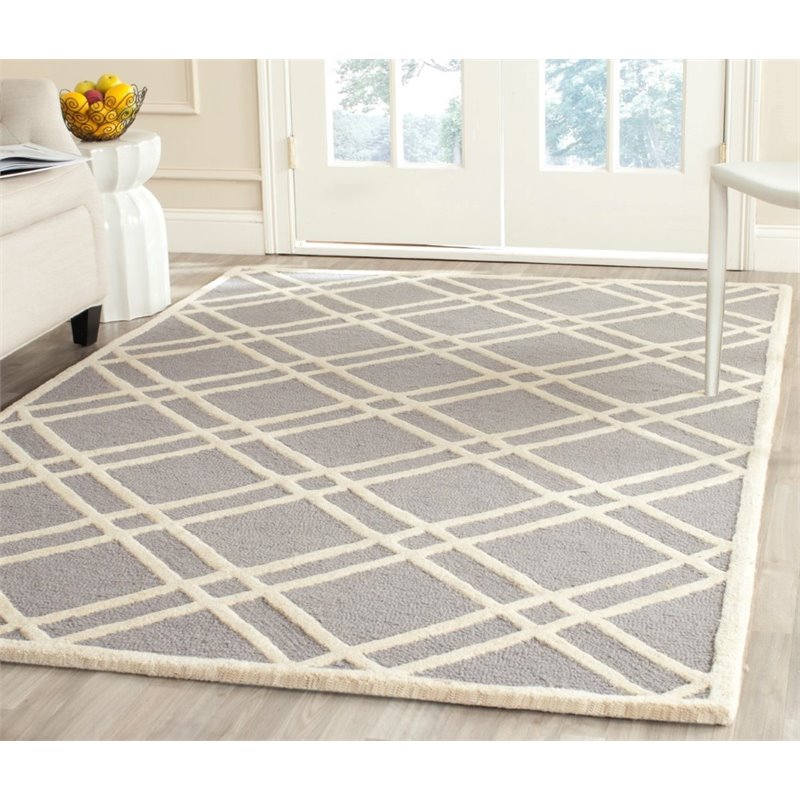 Safavieh Cambridge 8' X 10' Hand Tufted Wool Rug in Silver and Ivory