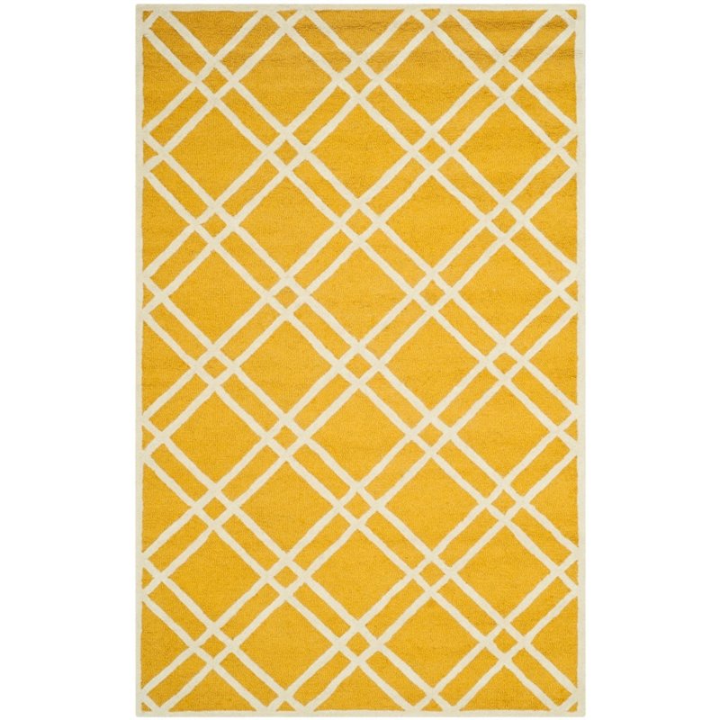 Safavieh Cambridge 3' X 5' Hand Tufted Wool Rug in Gold and Ivory