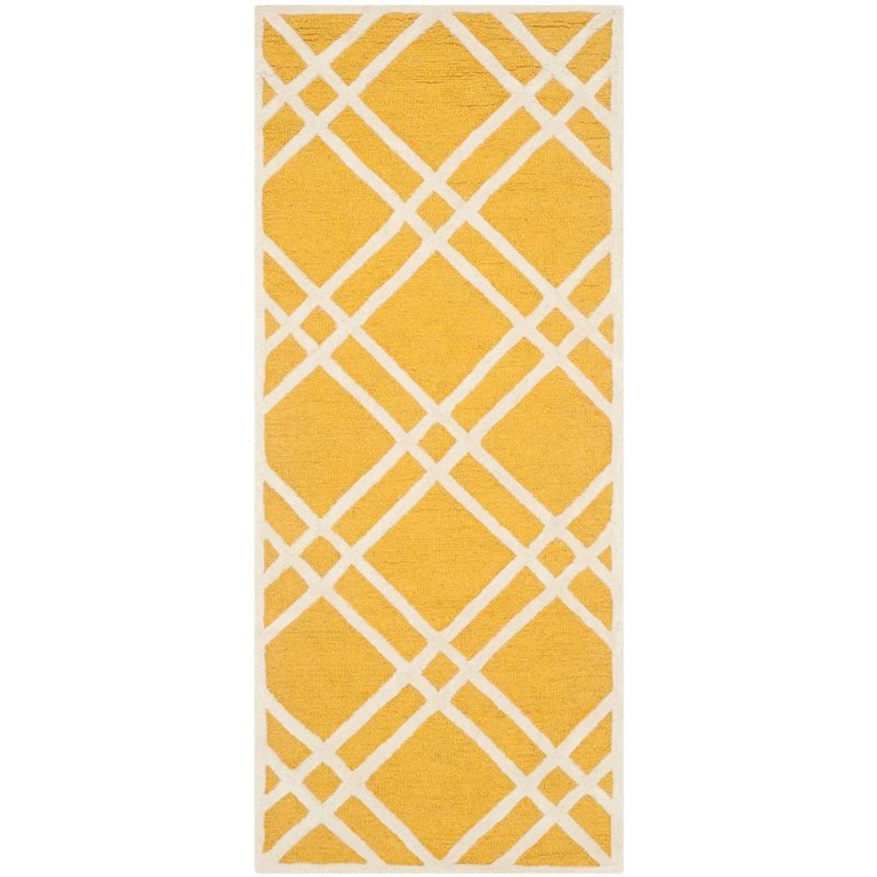 Safavieh Cambridge 9' X 12' Hand Tufted Wool Rug in Gold and Ivory