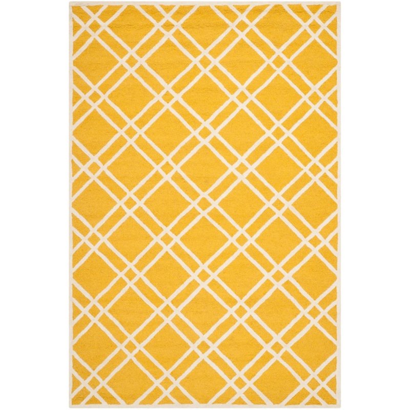 Safavieh Cambridge 9' X 12' Hand Tufted Wool Rug in Gold and Ivory