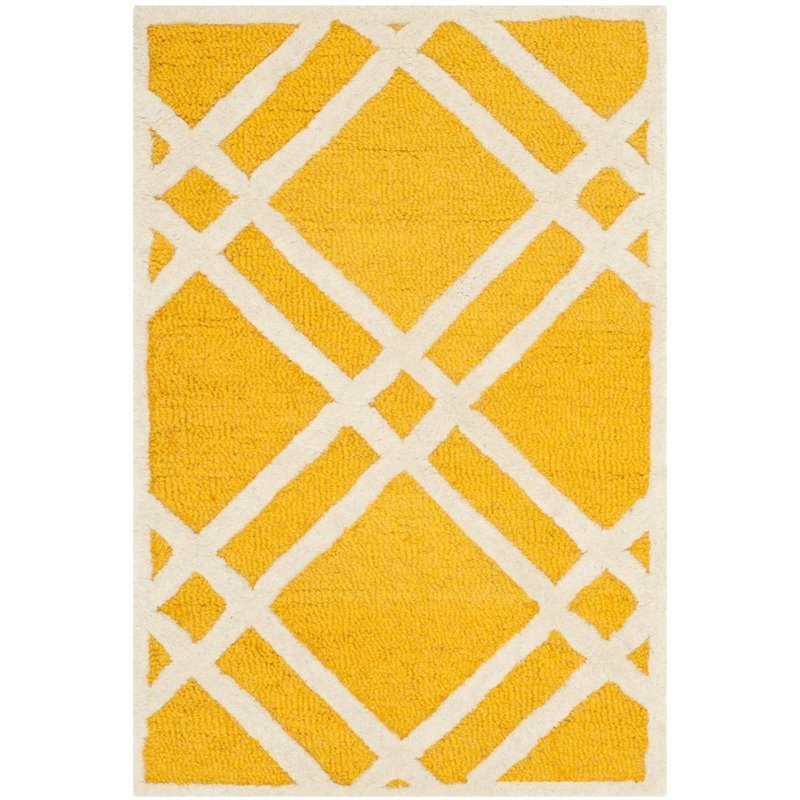 Safavieh Cambridge 9' X 12' Hand Tufted Wool Rug in Gold and Ivory