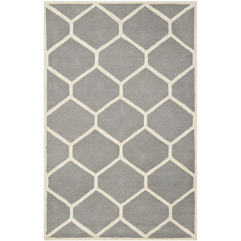 Safavieh Cambridge 4' X 6' Hand Tufted Wool Rug in Silver and Ivory