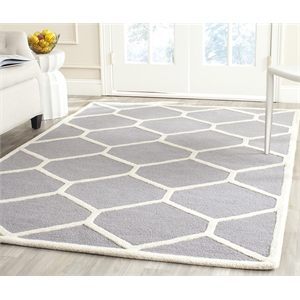 Safavieh Cambridge 4' X 6' Hand Tufted Wool Rug in Silver and Ivory