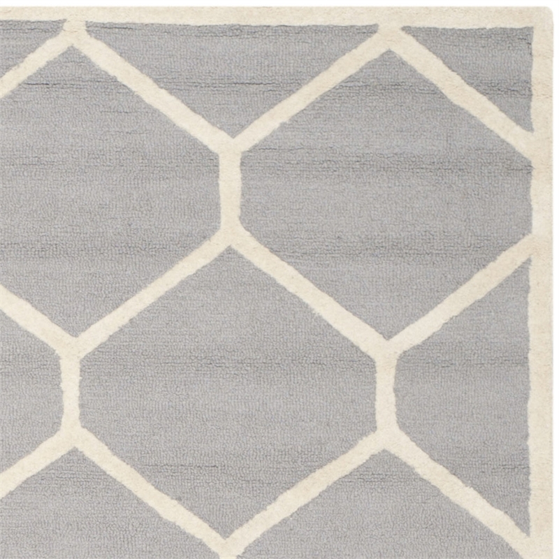 Safavieh Cambridge 9' X 12' Hand Tufted Wool Rug in Silver and Ivory