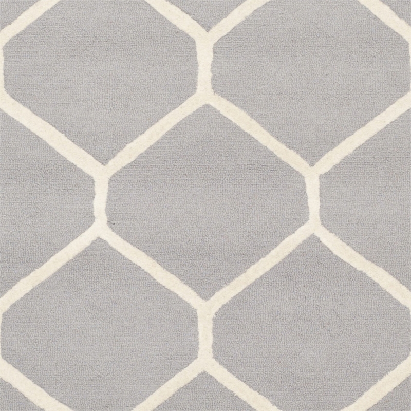 Safavieh Cambridge 9' X 12' Hand Tufted Wool Rug in Silver and Ivory
