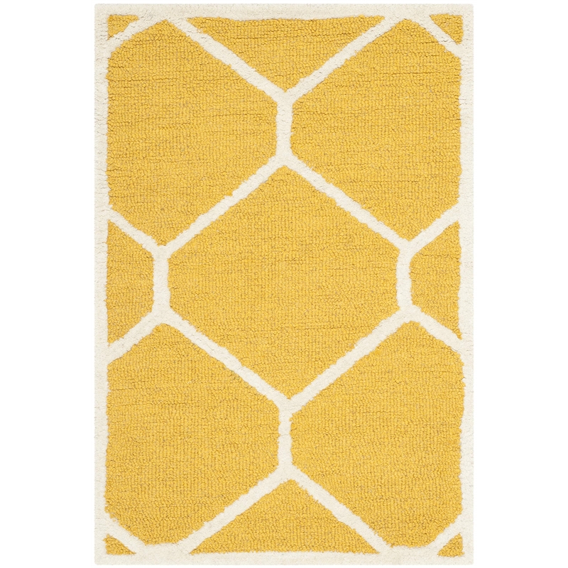 Safavieh Cambridge 2' X 3' Hand Tufted Wool Rug in Gold and Ivory