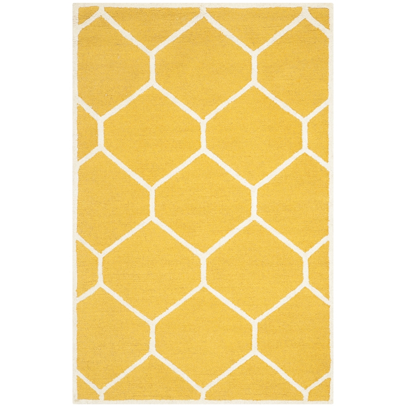 Safavieh Cambridge 3' X 5' Hand Tufted Wool Rug in Gold and Ivory