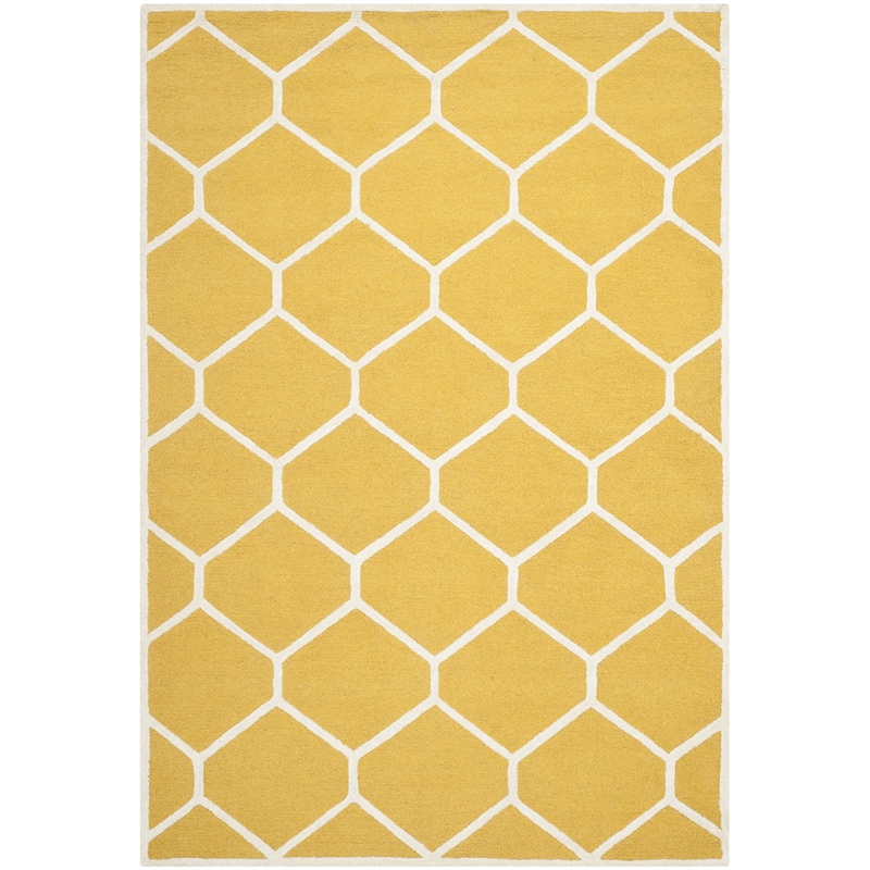 Safavieh Cambridge 5' X 8' Hand Tufted Wool Rug in Gold and Ivory