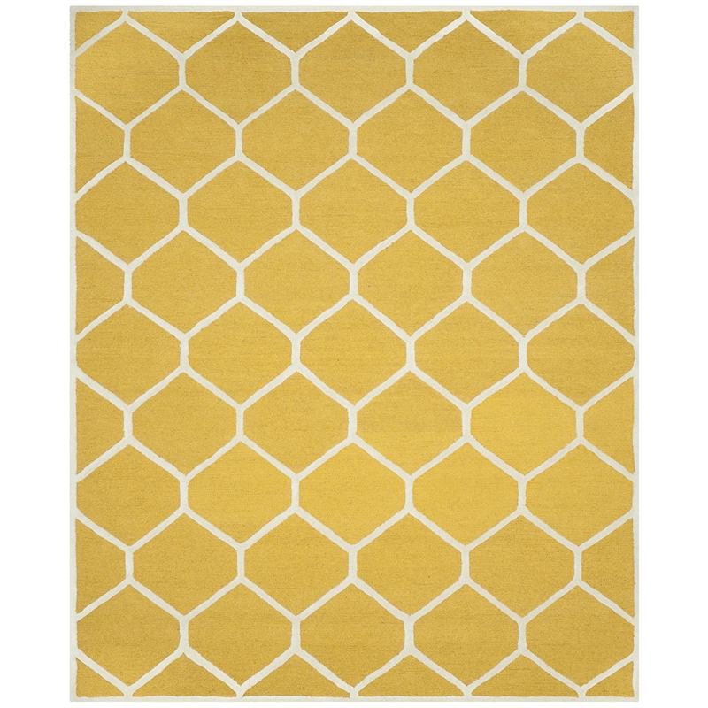 Safavieh Cambridge 8' X 10' Hand Tufted Wool Rug in Gold and Ivory