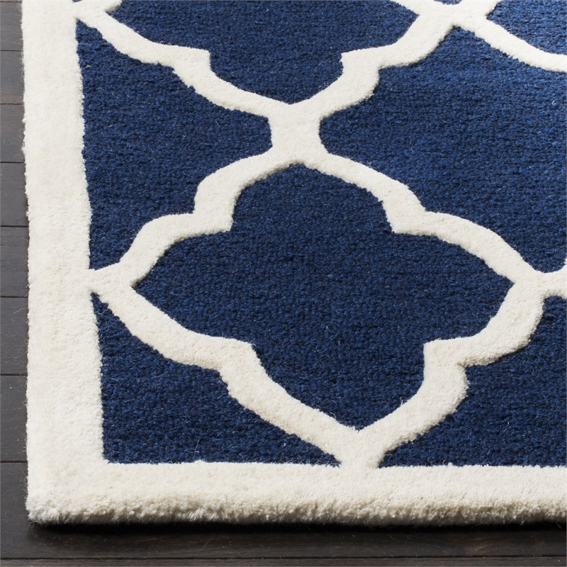 Safavieh Cambridge 9' X 12' Hand Tufted Wool Rug in Navy and Ivory