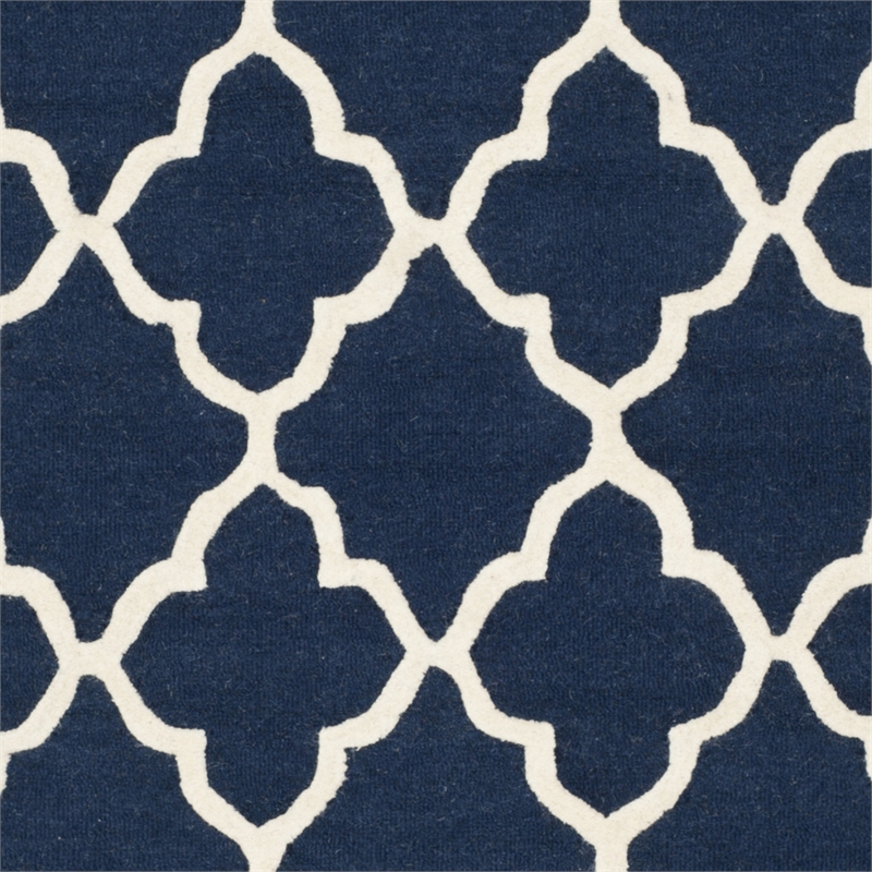 Safavieh Cambridge 9' X 12' Hand Tufted Wool Rug in Navy and Ivory