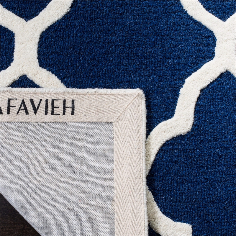 Safavieh Cambridge 9' X 12' Hand Tufted Wool Rug in Navy and Ivory