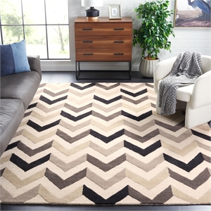 Safavieh Cambridge 10' X 14' Hand Tufted Wool Rug in Ivory and Black