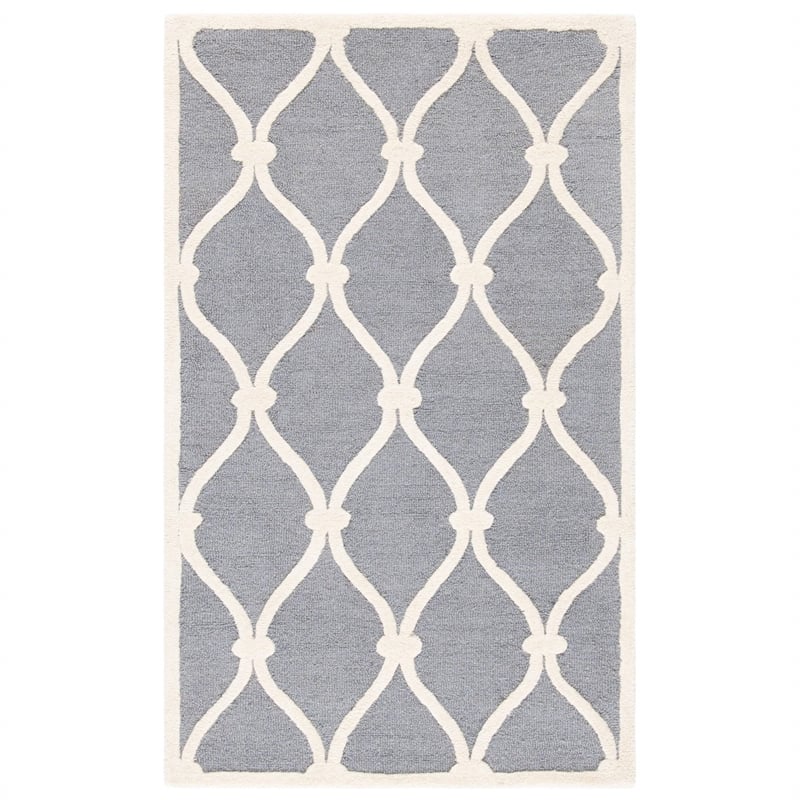 Safavieh Cambridge 2' X 3' Hand Tufted Wool Rug in Dark Gray and Ivory