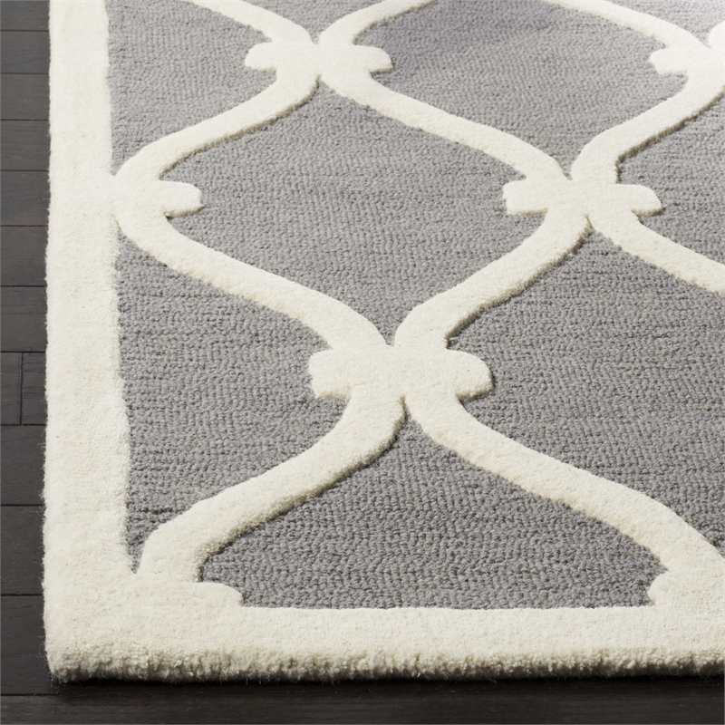 Safavieh Cambridge 2' X 3' Hand Tufted Wool Rug in Dark Gray and Ivory