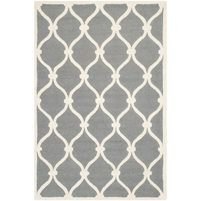 Safavieh Cambridge 3' X 5' Hand Tufted Wool Rug in Dark Gray and Ivory